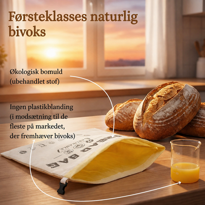 BrødFresh™ – Brødpose i bomuld & bivoks, holder brødet frisk i flere dage