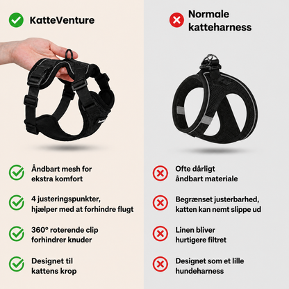 KatteVenture™ - Åndbart og justerbart katteharness med line
