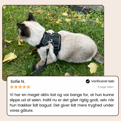 KatteVenture™ - Åndbart og justerbart katteharness med line