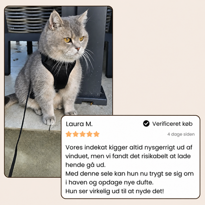 KatteVenture™ - Åndbart og justerbart katteharness med line