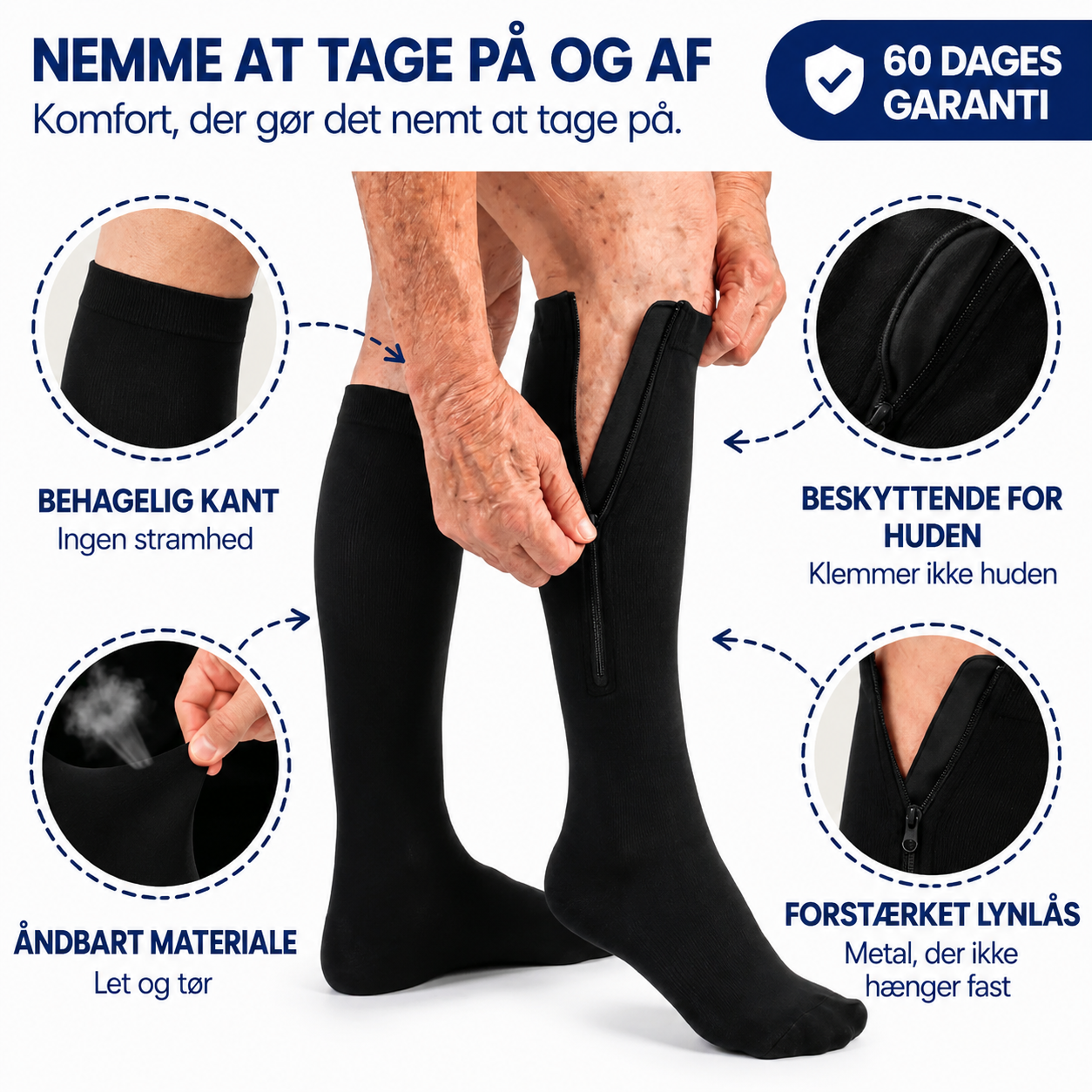 LettBen™ - Kompressionsstrømper med lynlås