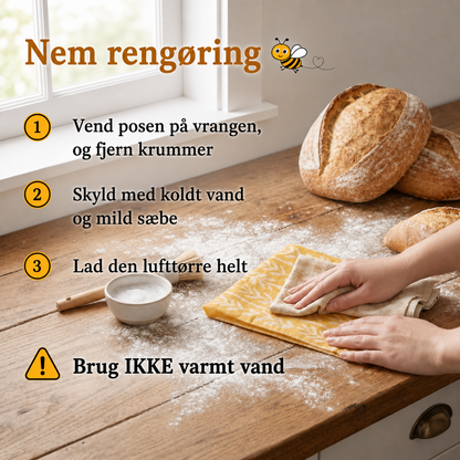 BrødFresh™ – Brødpose i bomuld & bivoks, holder brødet frisk i flere dage