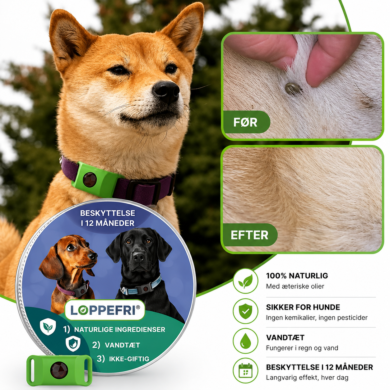 Loppefri™ – 12 måneders beskyttelse mod lopper, flåter & parasitter – til alle hunde